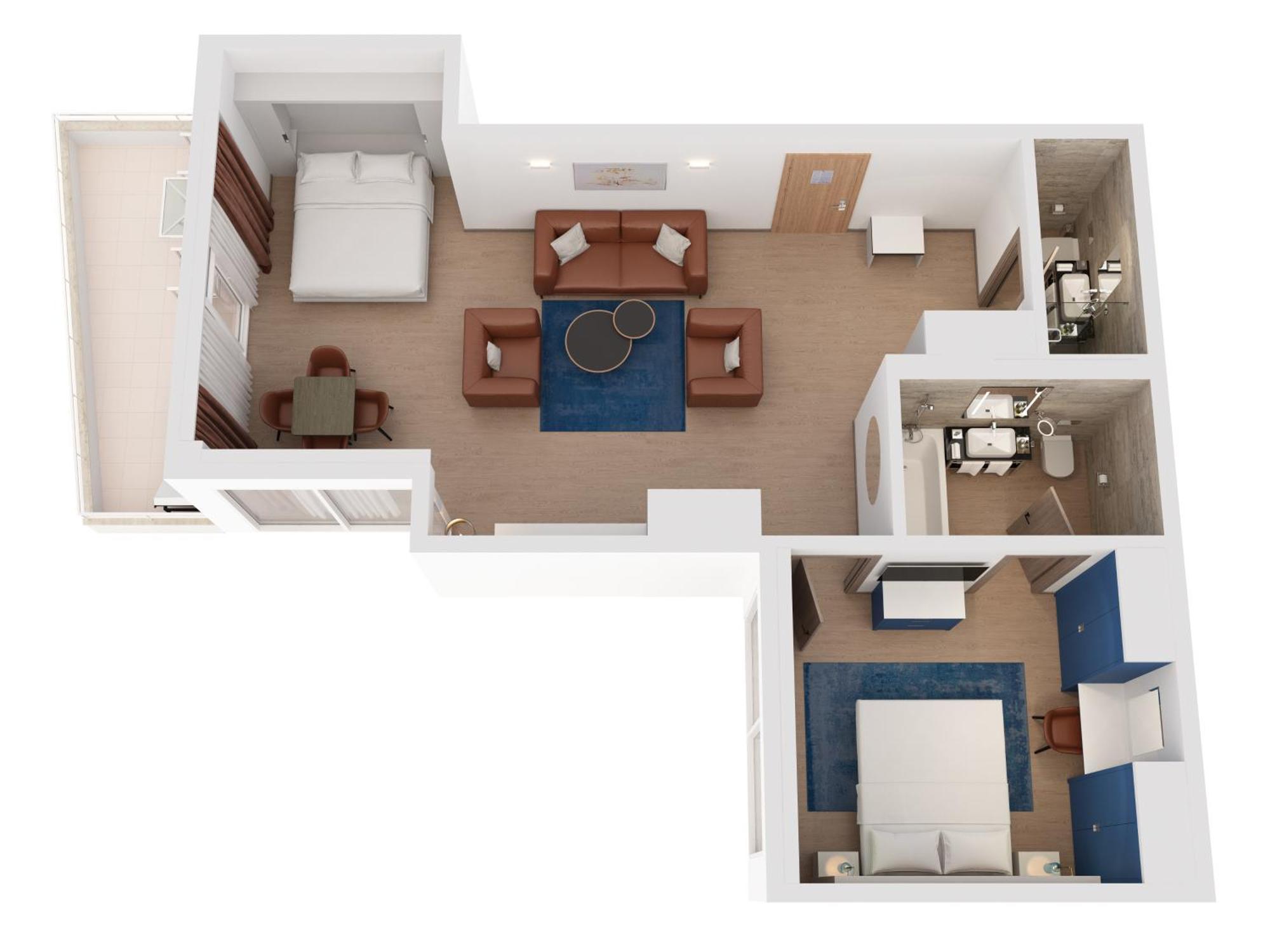 Hilton Rijeka Costabella Beach Resort And Spa Exteriör bild A 3D floorplan of a typical hotel room