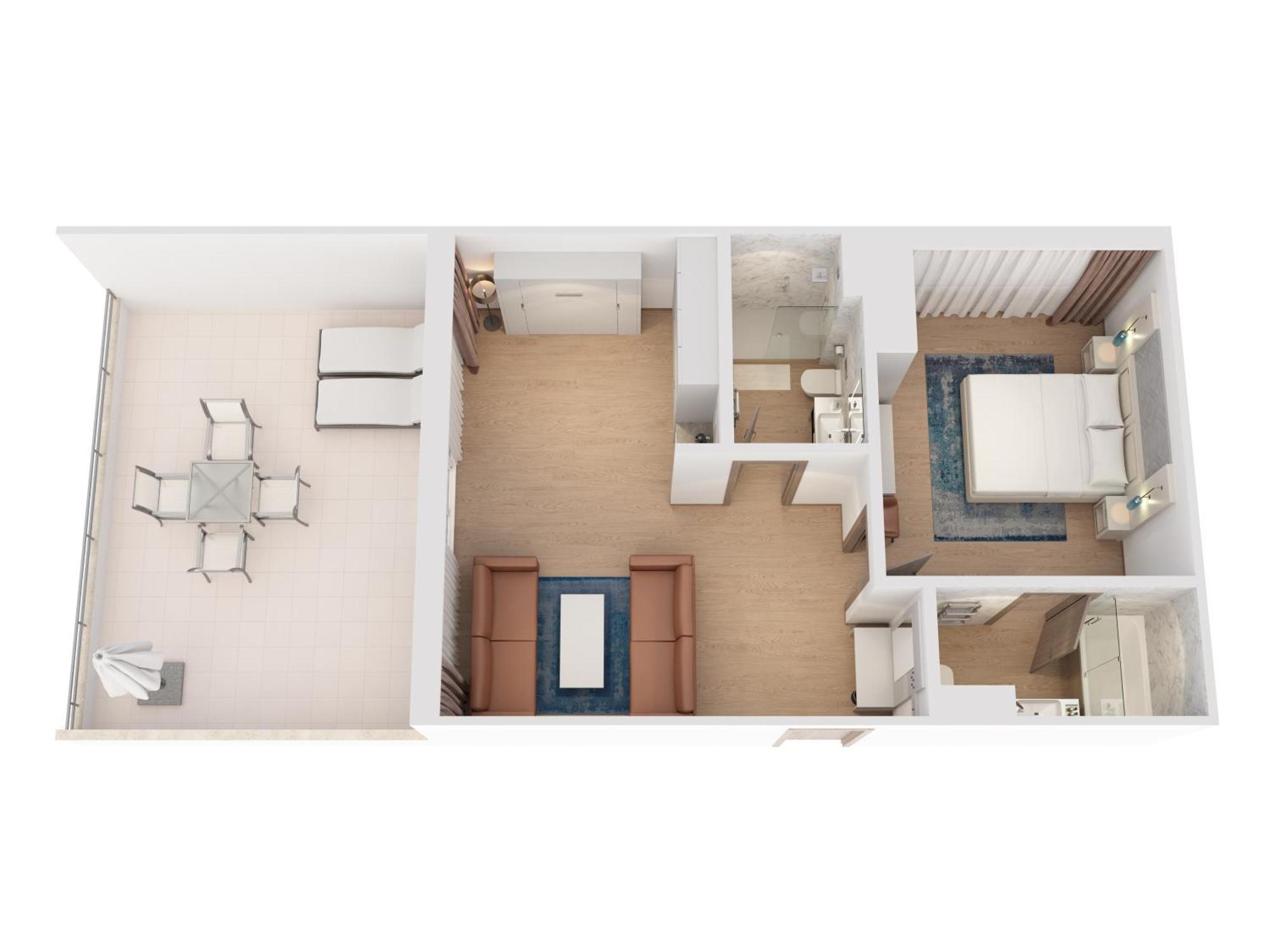 Hilton Rijeka Costabella Beach Resort And Spa Rum bild 3D floor plan of a hotel room