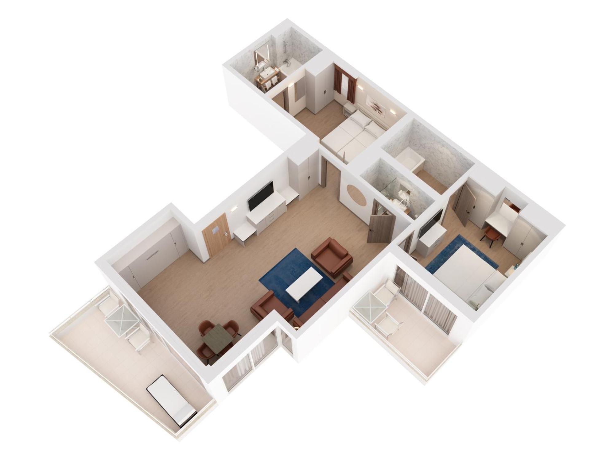 Hilton Rijeka Costabella Beach Resort And Spa Rum bild 3D floor plan of a typical apartment