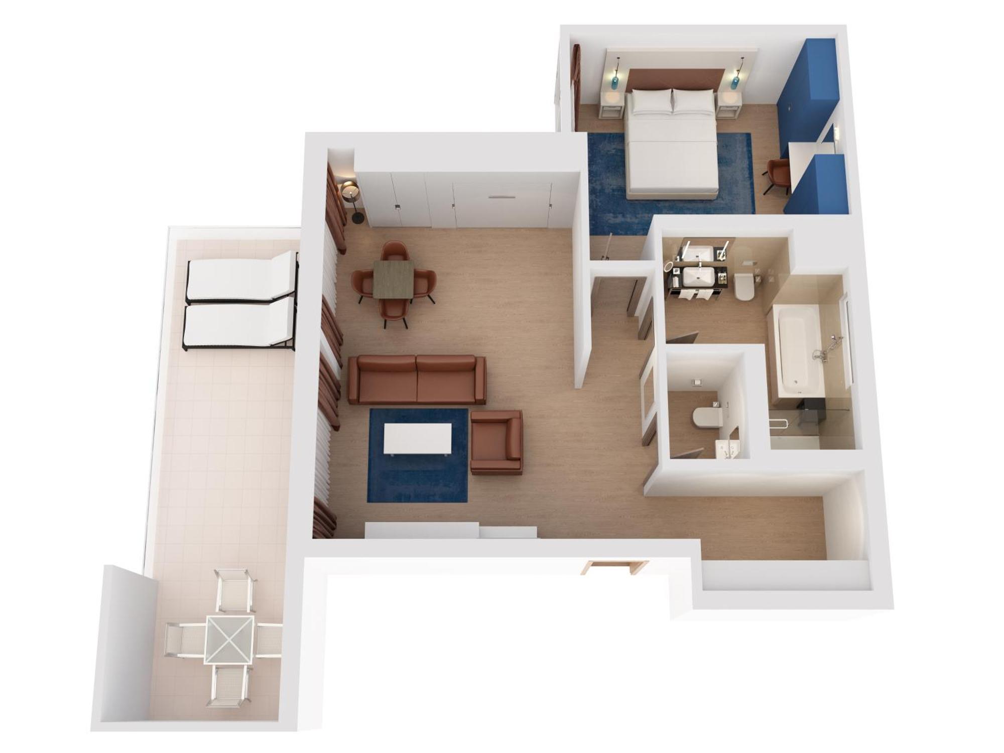 Hilton Rijeka Costabella Beach Resort And Spa Rum bild A 3D floor plan of a hotel room